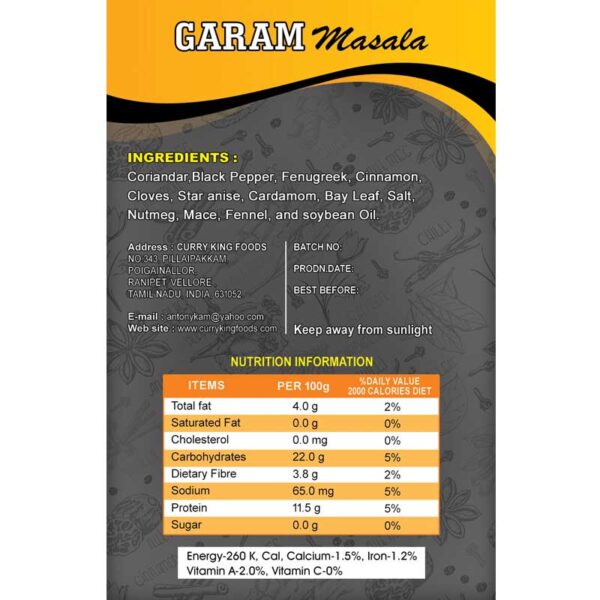 garam masala 100g cartons