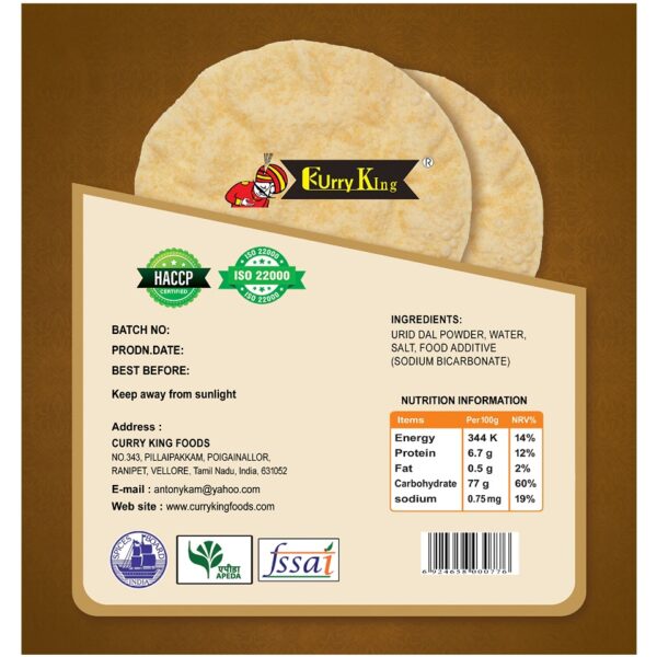 original papad 200g pack (80x 200g pack ) 16kg